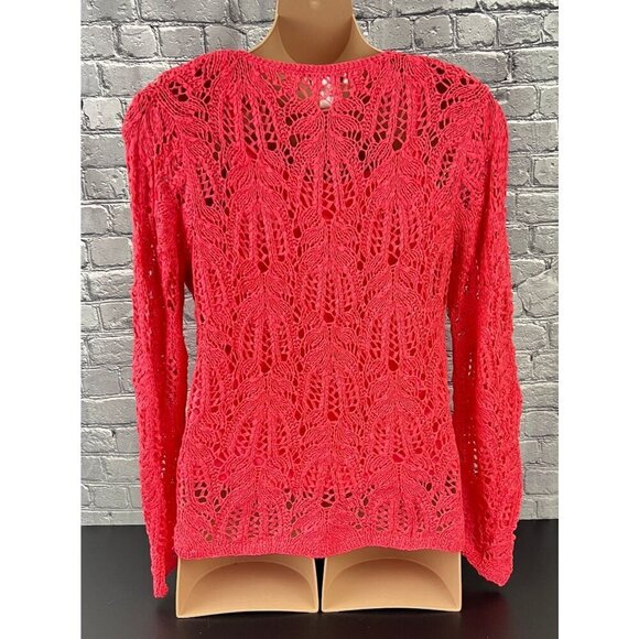 Coldwater Creek Womens 2X Red Crochet Long Sleeve Sweater  w/Attached Tank Top - Picture 5 of 5
